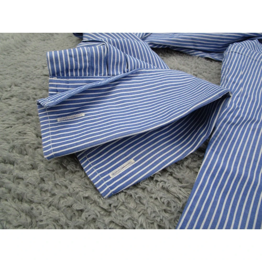 Polo Ralph Lauren Curham Mens 16-34 Blue Striped French Cuff Dress Shirt Y2K